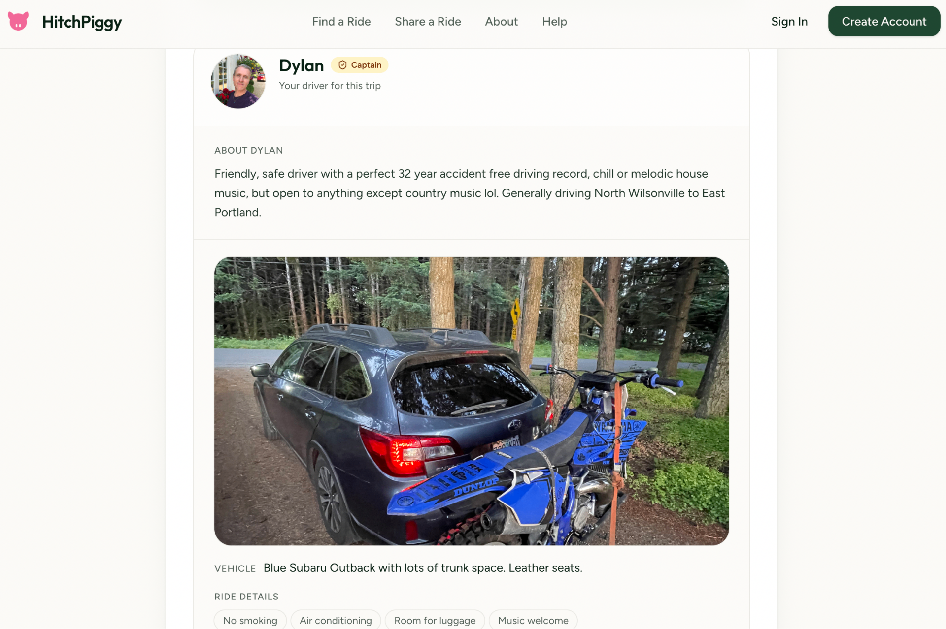 Ride detail screenshot